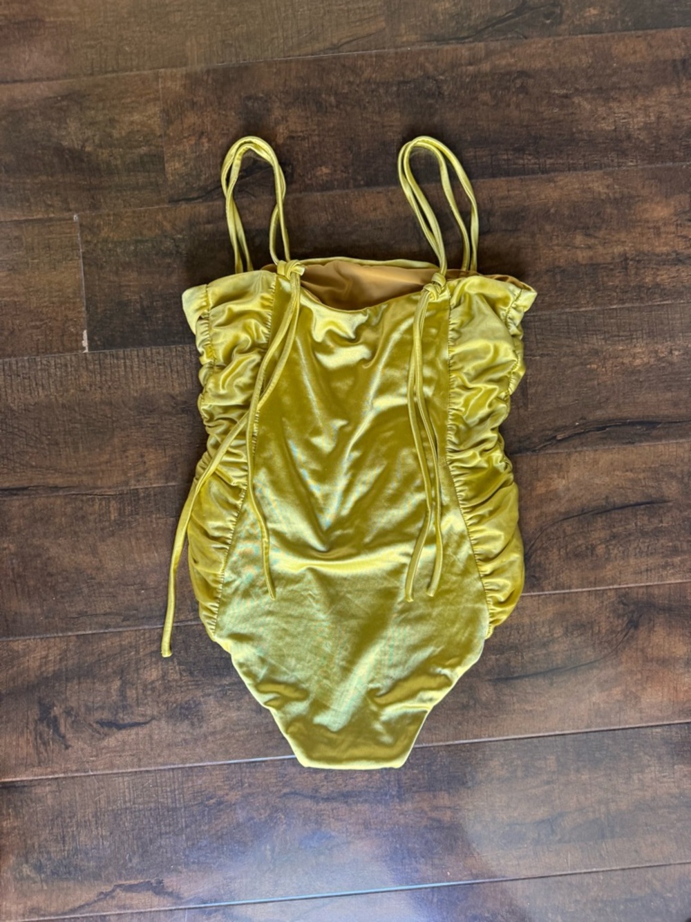 Isa Boulder Golden Ruched One-Piece Swimsuit